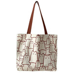 Canvas Bags Shopper Cute Cat Tote with Zipper Bag Japanese Cartoon Small Shoulder