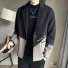 2024 Winter Men's Patchwork Suit Collar Pocket Loose Blazers