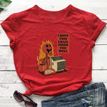 Funny Skeleton Email Tee Women's Casual Halloween Cotton Top
