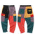 Hip Hop Corduroy Cargo Pants with Color Block Patchwork Design, Harem Cut, and Cotton Fabric