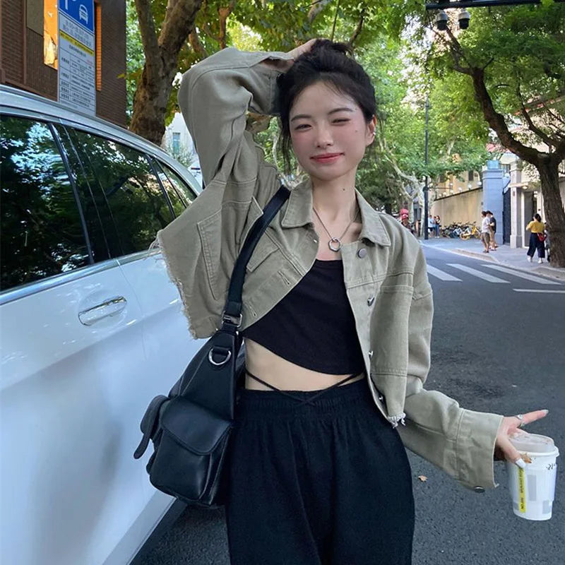 Women Korean Trends Baggy Short Jackets
