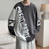 Fashion O-Neck Spliced Casual Printed Letter Sweatshirts Men's Clothing 2024