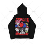 Anime Print oversized Y2K Goth punk Harajuku Street zipper hoodie