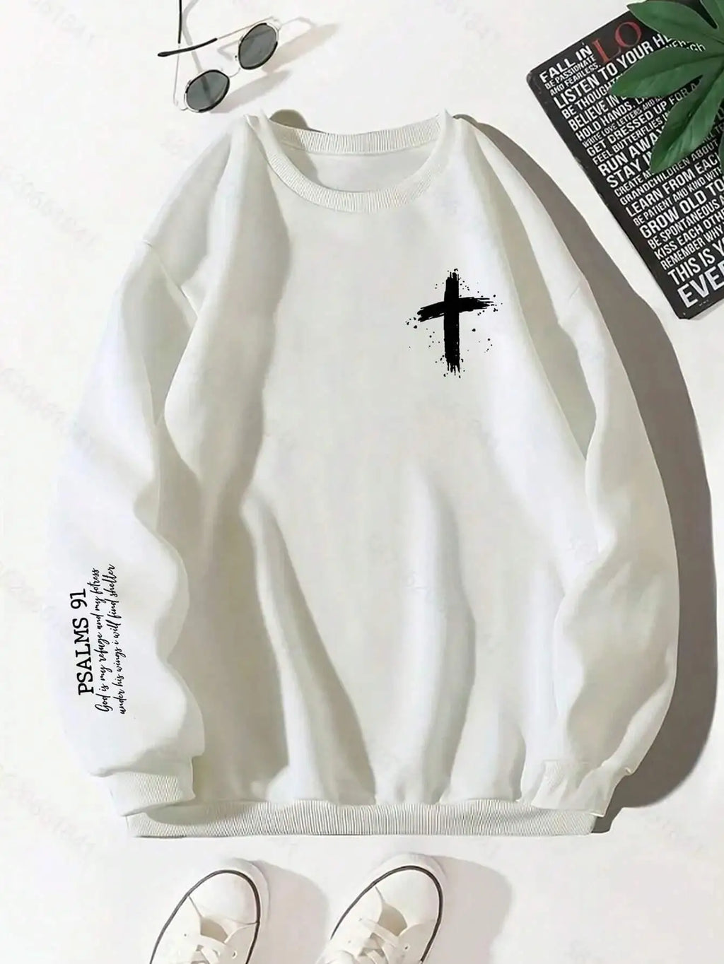 Cross Bible Psalms 91 Sweatshirt