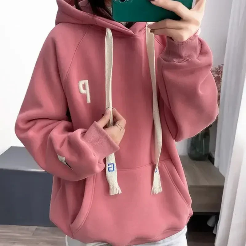 2024 Warm Fleece Hoodie Jacket Sweatshirt Oversized Wear Y2k