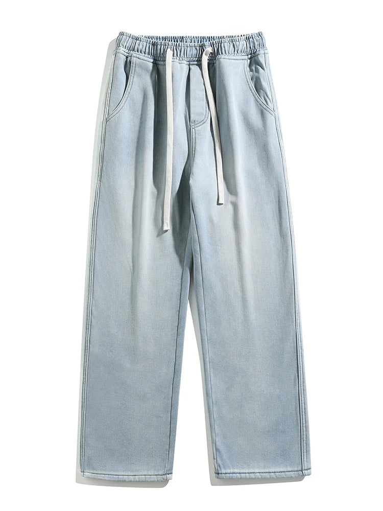 Winter Men's Jeans Fleece Liner Thick Straight
