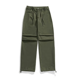 2023 New Men's Casual Cargo Pants Wide Leg Fashion with Outdoor Drawstring and Double Pleated Design