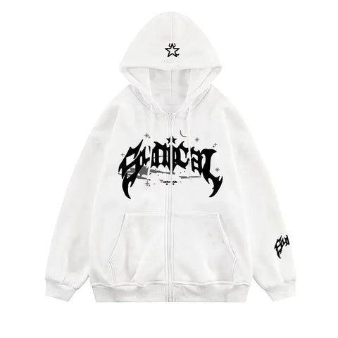 Y2K Zipper Hip Hop Hoodie with Letter Print: The Latest Choice for 2023 for Men and Women, Harajuku Style that Rocks