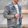 Solid Color Ripped Casual Jacket