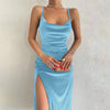 Elegant Green Velvet Party Dress with Side Slit