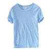 100 Cotton Retro Raw Edge T-shirt Lightweight Breathable Slim-fit