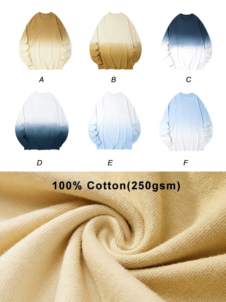 2024 Autumn New Men's Long Sleeve T-shirts Korean Fashion Oversized Tee Heavy