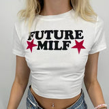 Future Milf Star Women Crop Top Summer Retro Sexy E-girl Baby Tee Streetwear Y2k Clothes