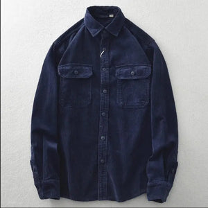 Men's Vintage Washed Corduroy Shirt Winter Thick Loose Long Sleeve