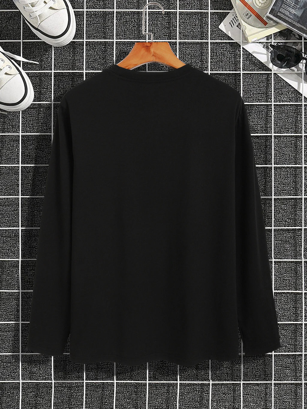Trendy T-shirt Men's Long Sleeved Printed Round Neck