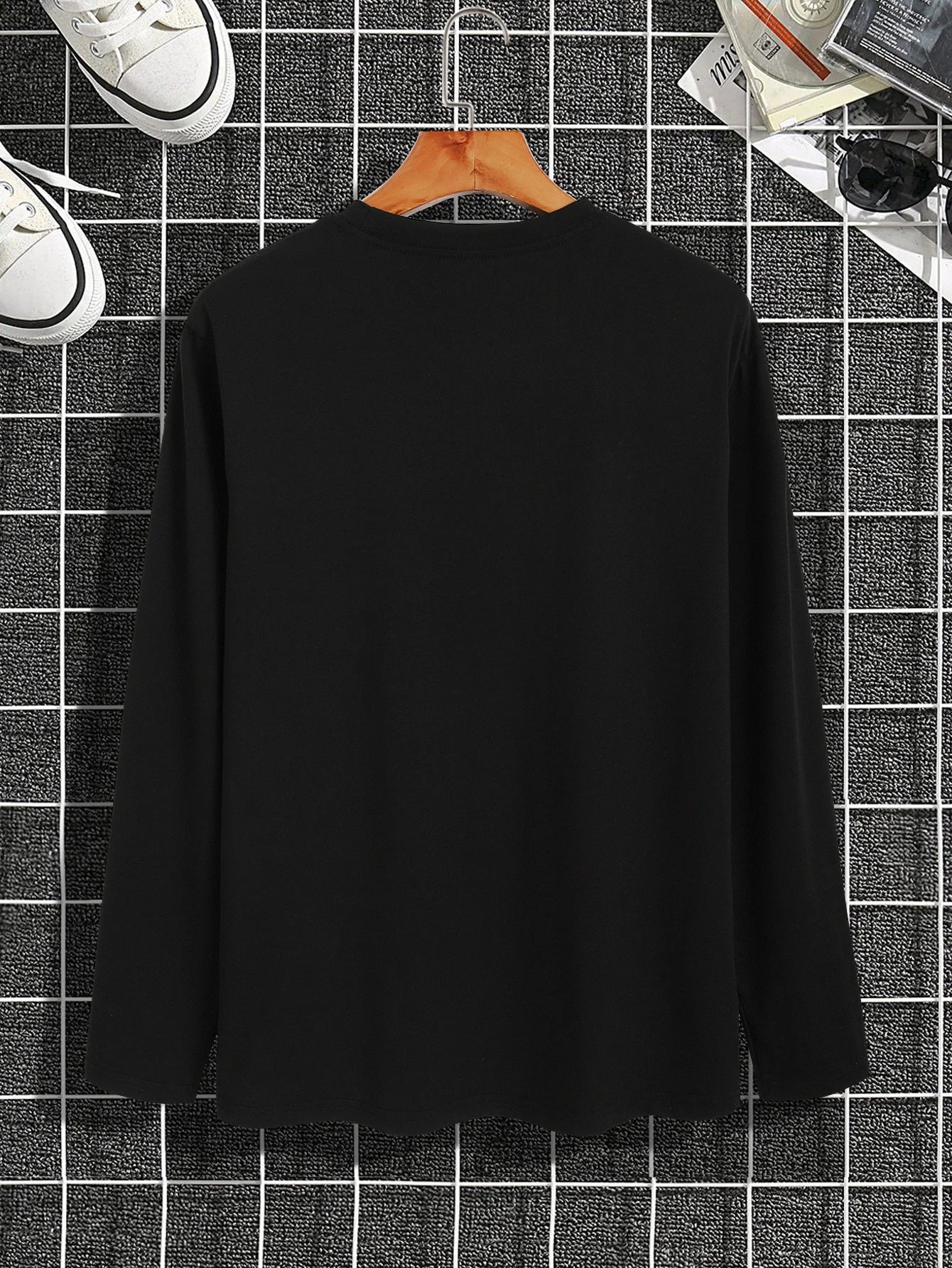 Trendy T-shirt Men's Long Sleeved Printed Round Neck