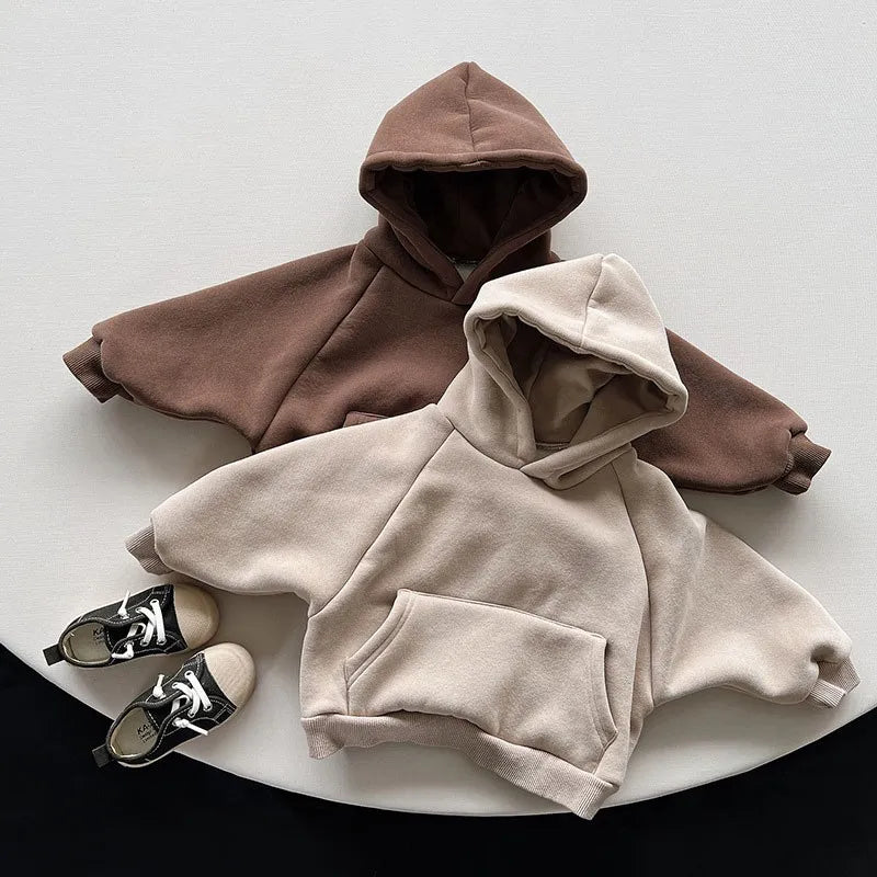 2024 Winter Fleece Hoodies Baby Boys Casual Loose