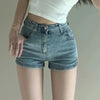Denim Side Split Low Waist Skinny Shorts Women