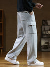 2024 New Men's Sweatpants Multi-Pockets Drawstring Cotton Casual Wide Pants Loose Trousers