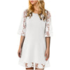 Dress Plus Size Elegant Embroidery Chiffon Lace Half Sleeve Prom Formal Party