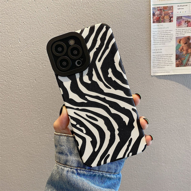 Zebra Stripe Phone Case For iPhone Shockproof Soft Silicone Case Back Cover