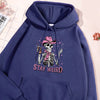 Pink Hat Skull Print Stay Weird Letter Man Hoodies Soft Fleece