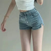 Denim Side Split Low Waist Skinny Shorts Women