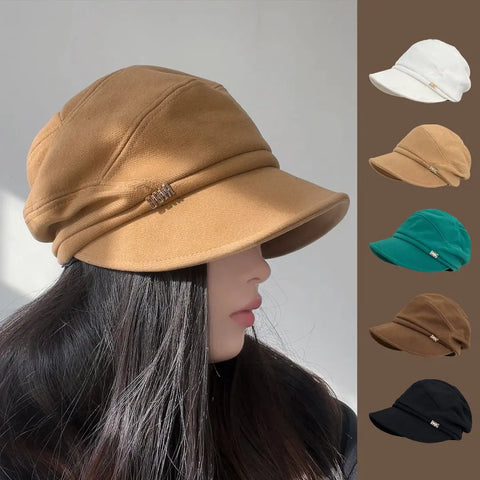 2023 New Women Newsboy Cabbie Beret Cap Plush and thick Casual Hat Winter