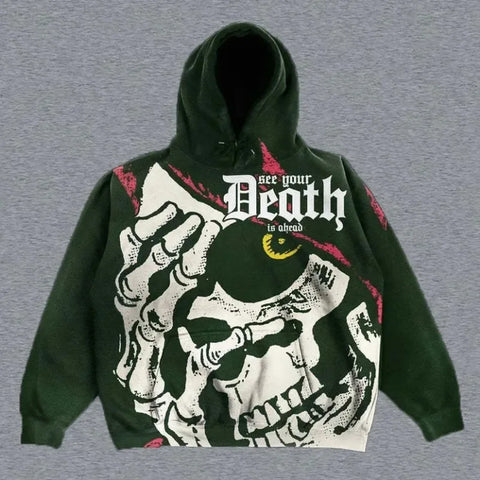 Harajuku Gothic Skull Hoodie: 2023 Winter Streetwear