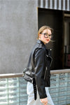 2024 Candy Color Moto Jacket Belted Detachable Epaulettes