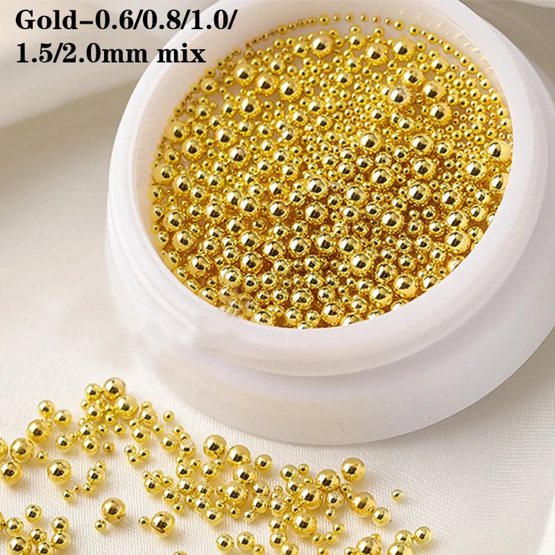 0.4mm-1.5mm Nail Art Beads Steel Ball Metal Micro Caviars Alloy