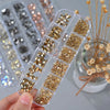 Gold Flat Back Nail Rhinestones Crystals 12 Grids Manicure Diamond