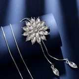 Vintage Fashion Crystal Snowflake Pendant Necklace for Women Zircon Flower Long Sweater