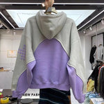 Three-dimensional foam splicing color hoodie plus fleece hoodie
