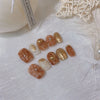 Luxury Handmade Gold Foil Press On Nails with Charms and Flowers