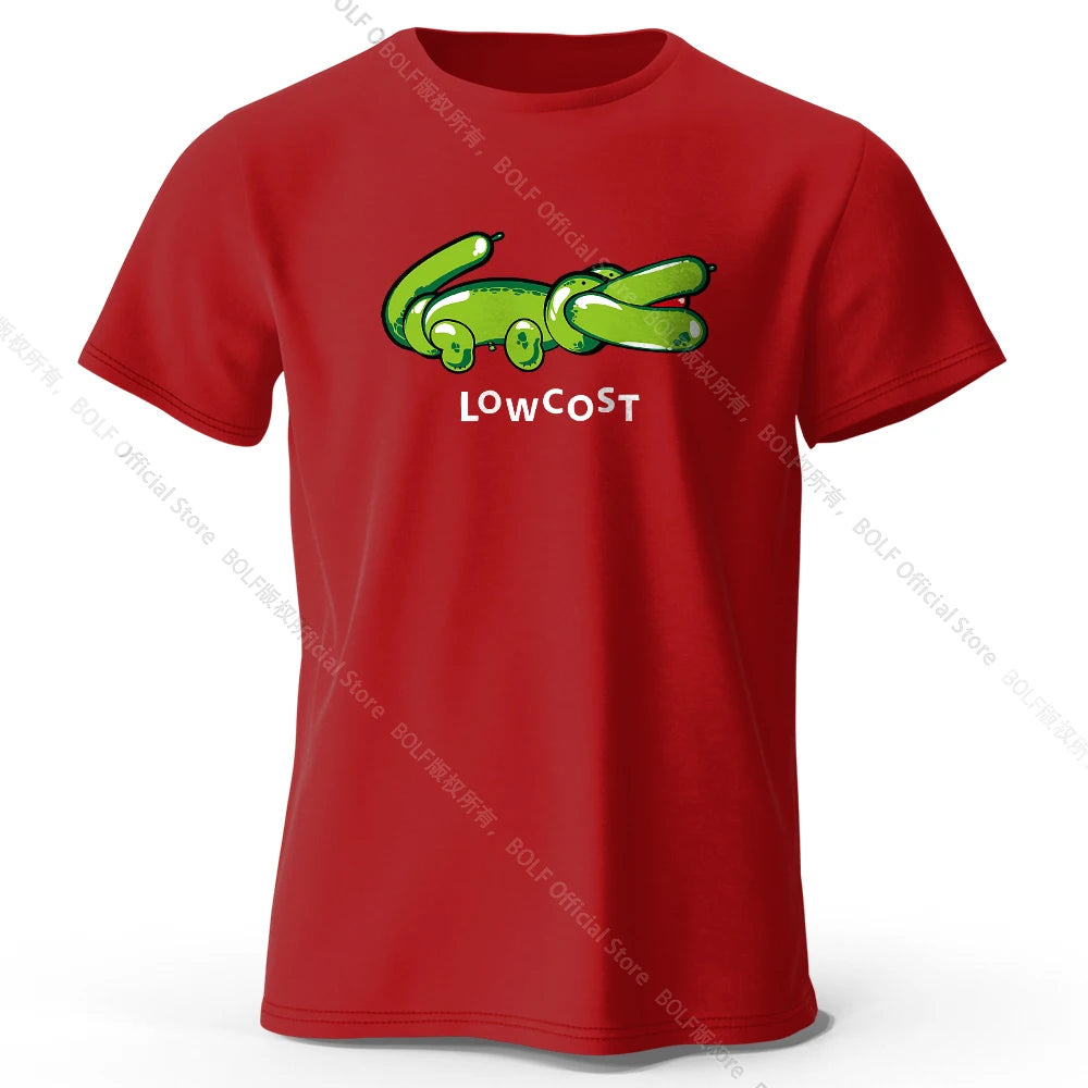 Mens Lowcost Crocodile Joke Tshirt 100 Cotton Oversized Funny Tee
