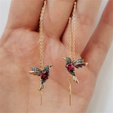 Trend Little Bird Drop Long Hanging Earrings Hummingbird Tassel Earring Jewelry
