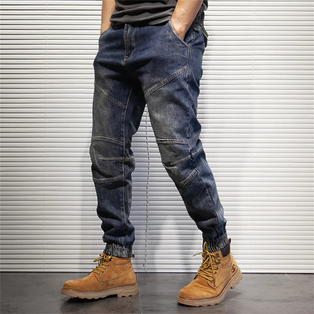 New Men's Denim Jeans, Casual, Straight Fit Ankle Length,  Solid Color, Style Korean