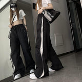 Y2K Techwear Sweatpants Women Streetwear Korean Hip Hop Harajuku Cargo Parachute Track Pants Wide Leg Patterned Jogger Pants Women 2023