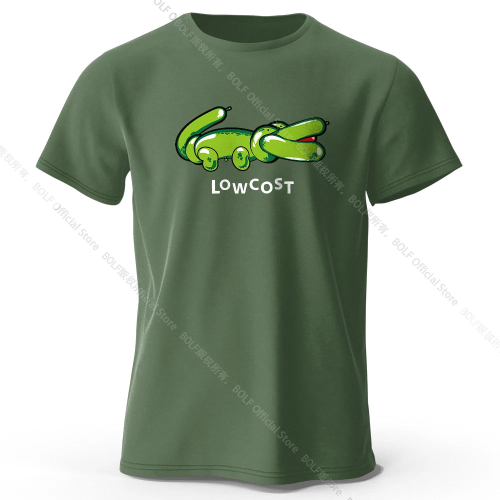 Mens Lowcost Crocodile Joke Tshirt 100 Cotton Oversized Funny Tee
