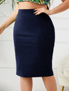 Summer Plus Size High Waist Slit Skirt Casual