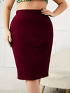 Summer Plus Size High Waist Slit Skirt Casual
