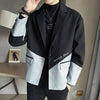 2024 Winter Men's Patchwork Suit Collar Pocket Loose Blazers