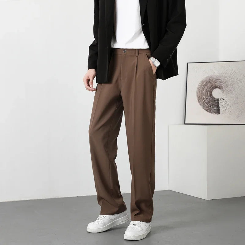 Lightweight Chino Pants Korean Fashion Pleated Trousers