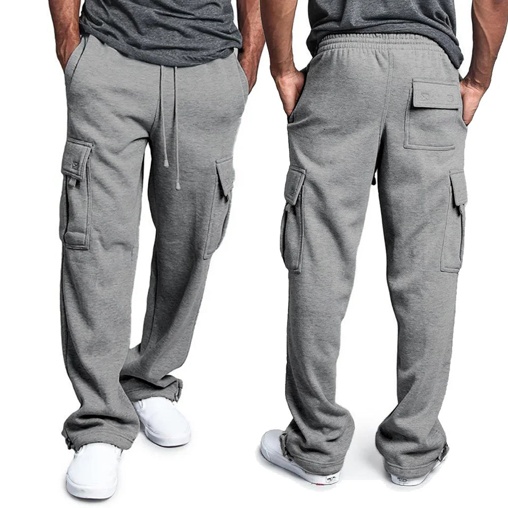 Men's Straight Fit Joggers Sweatpants Multi-Pocket Style