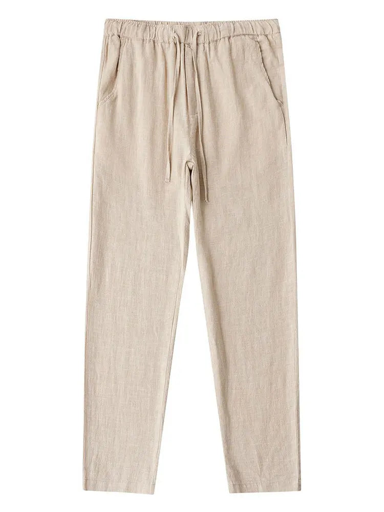 Casual Cotton Linen Chino Pants Men Wide Leg Lightweight Baggy Sweatpants