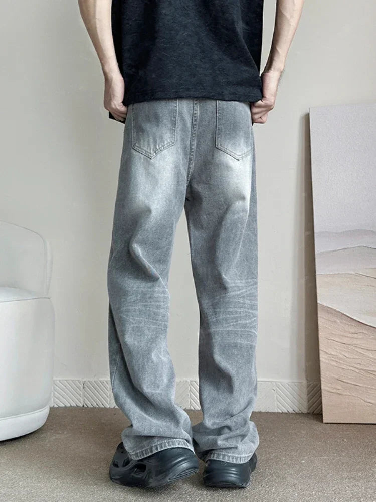 Vintage Gray Baggy Jeans: Y2k Fashion for Men