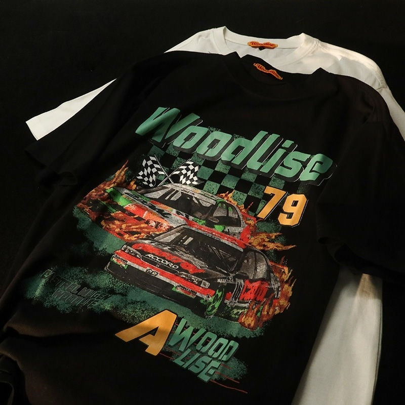 Y2K Vintage Racing Cars Graphic T-Shirts Hip Hop Summer Tops