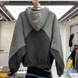 Three-dimensional foam splicing color hoodie plus fleece hoodie