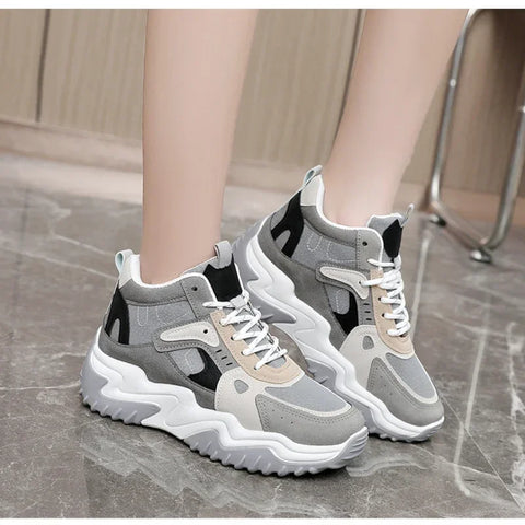 2024 Autumn New Women's Shoes Colored Casual  Elevated Soles Platform Anti slip